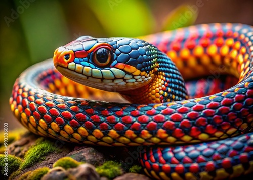 Intricate Patterned Snake Displaying Unique Textures and Colors in a Captivating Natural Setting