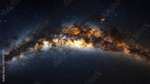 Stunning panoramic view of the Milky Way galaxy showcasing stars and cosmic dust in the expansive universe photo