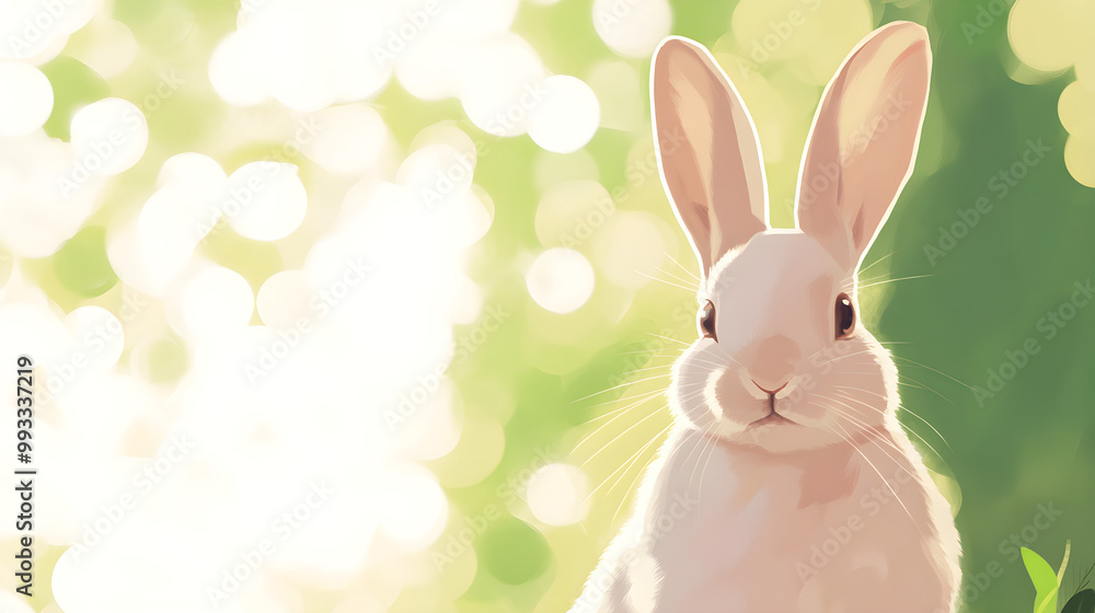 Minimalistic portrait of a rabbit set against a soft-focus background with gentle light creating a dreamy atmosphere Minimalistic portrait of a rabbit set against a soft-focus background with gentle light creating a dreamy atmosphere
