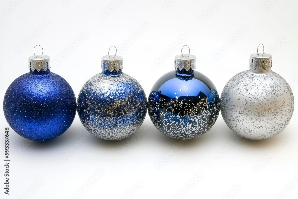 Hanging colourful Christmas balls on a white background Hanging colourful Christmas balls on a white background