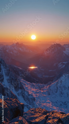 Panoramic view of mountain range during autumn sunrise