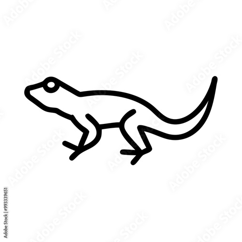 Lizard icon, black and white, Australian wildlife symbol in simple outline design