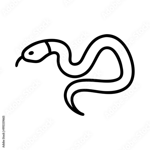 Snake icon, black and white, wildlife and nature symbol in outline design