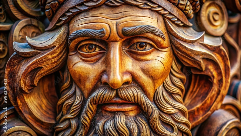 Intricate Wood Carving of a Human Face Showcasing Artistic Craftsmanship and Detail in Woodwork Intricate Wood Carving of a Human Face Showcasing Artistic Craftsmanship and Detail in Woodwork