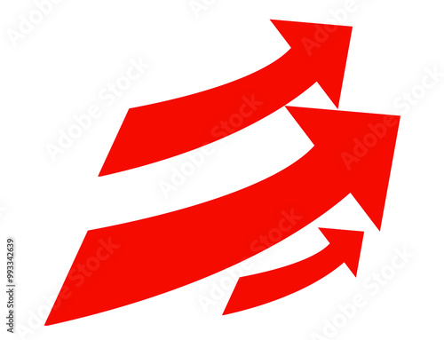 Принти на полотні upwards arrows as 3 three red arrows, up arrow as rise or further