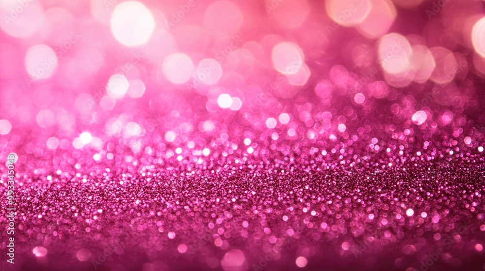 Close up of shimmering pink glitter featuring soft bokeh perfect for creating vibrant festive backgrounds Close up of shimmering pink glitter featuring soft bokeh perfect for creating vibrant festive backgrounds