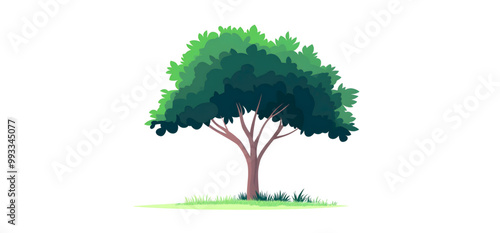 Tree with white background ,2D Vector Illustration Generated by AI