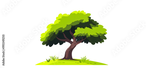 Tree with white background ,2D Vector Illustration Generated by AI