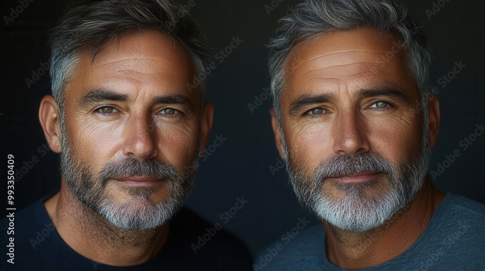 portrait of a man before and after hair loss treatment showcasing transformations in appearance due to stress or health issues with a focus on emotional impact portrait of a man before and after hair loss treatment showcasing transformations in appearance due to stress or health issues with a focus on emotional impact