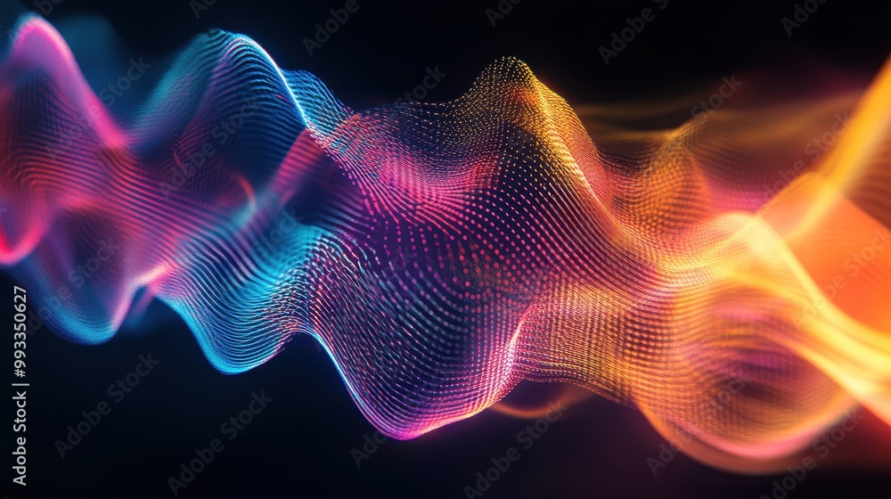 Abstract Neon Wave Background with Dynamic Flowing Lines and Dots for Technology, Music, and Futuristic Designs. Abstract Neon Wave Background with Dynamic Flowing Lines and Dots for Technology, Music, and Futuristic Designs.
