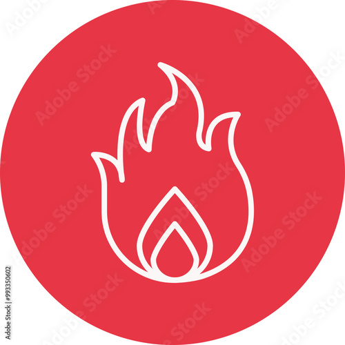 Gas Flame line circle icon