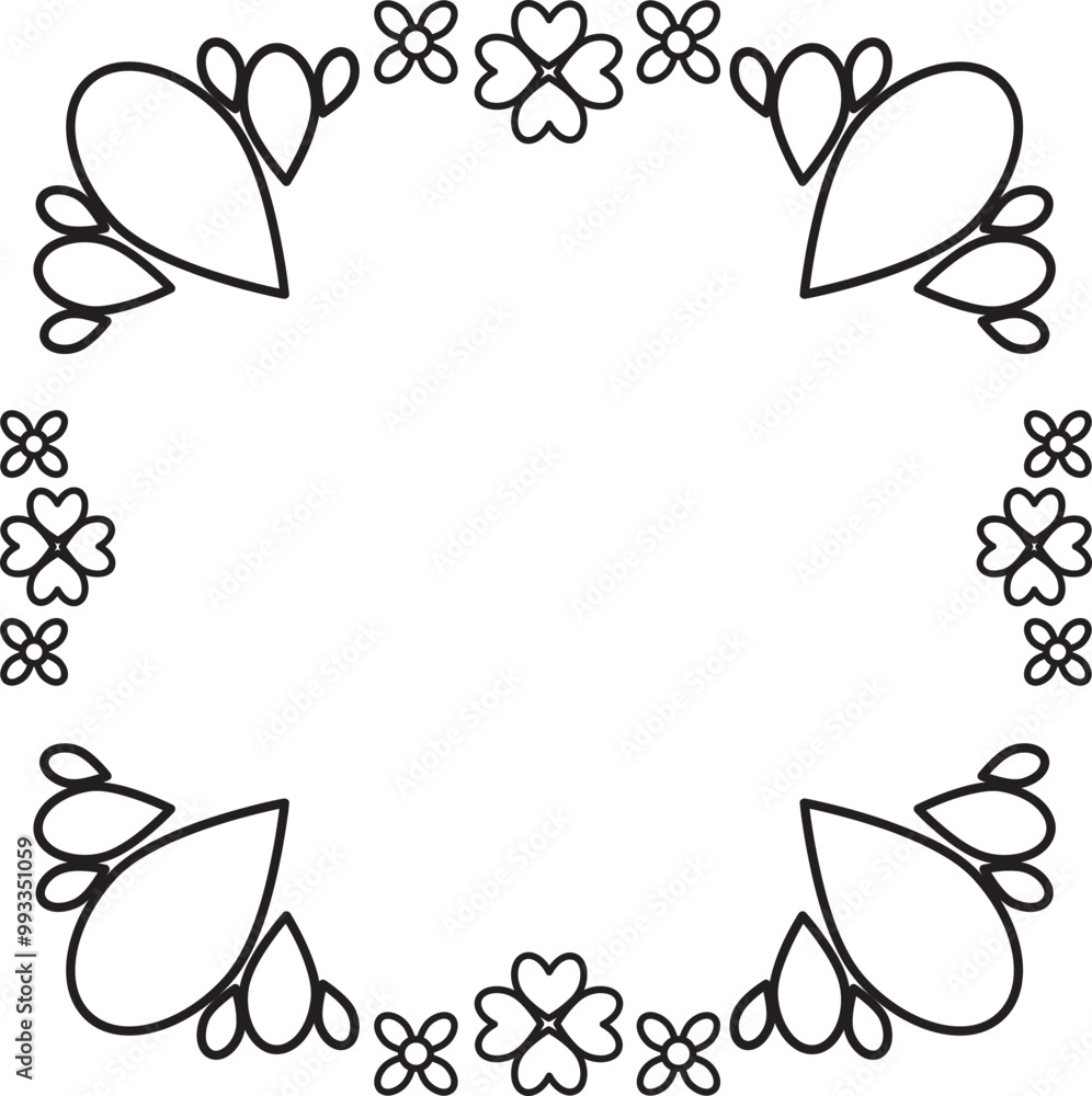 Obraz premium black and white floral frame