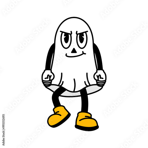 Halloween Ghost Retro Character Illustration