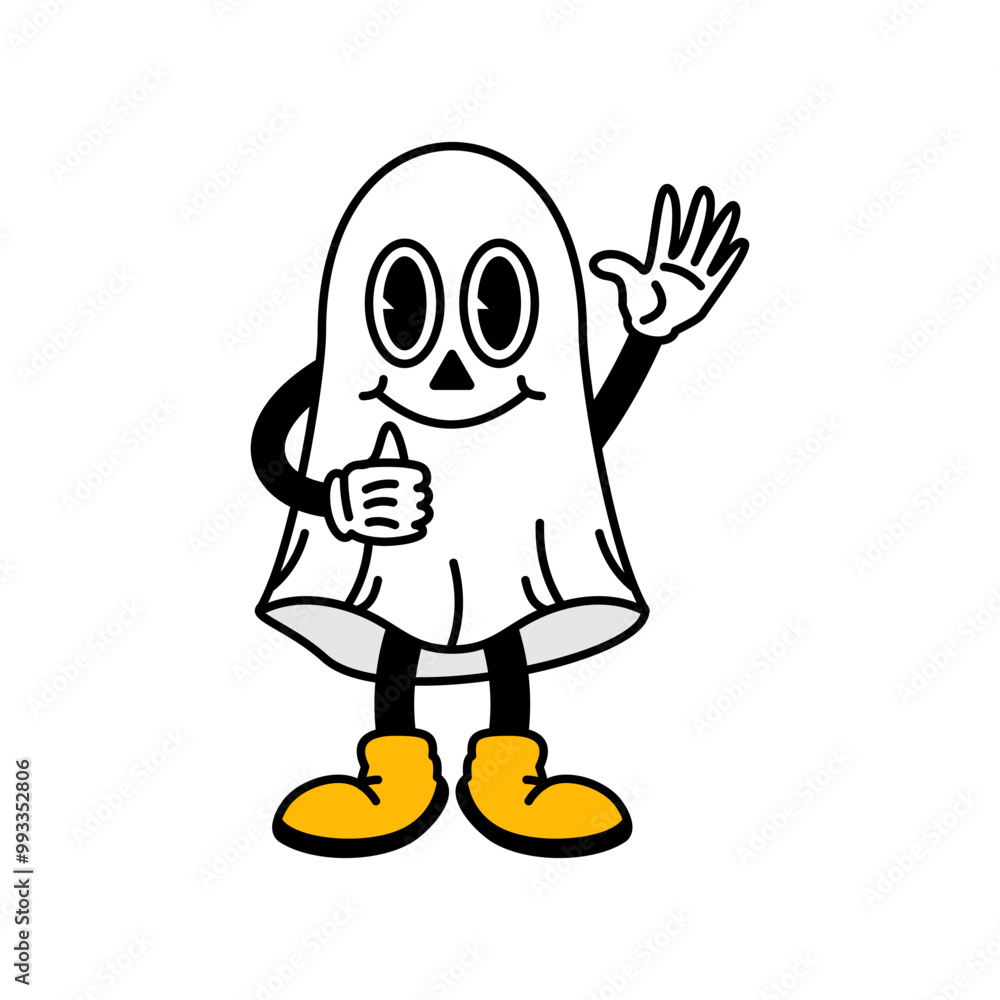 Halloween Ghost Retro Character Illustration Halloween Ghost Retro Character Illustration