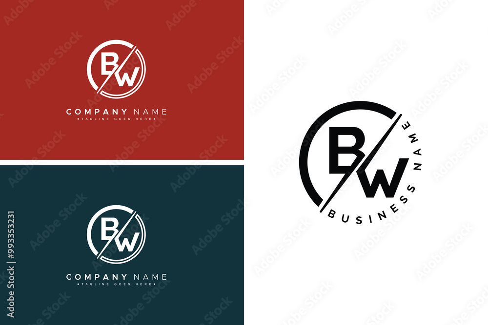 Naklejka premium BW Vector Logo Template - Simple Icon for Initial Letter B and W Monogram
