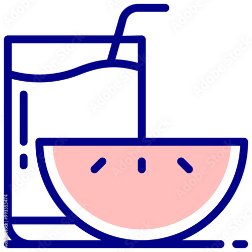 melon juice mixed outline vector icon