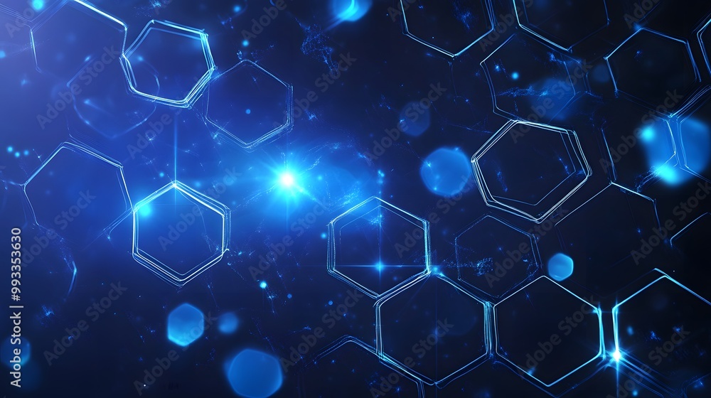 Abstract Blue Hexagon Pattern with Glowing Lights Abstract Blue Hexagon Pattern with Glowing Lights