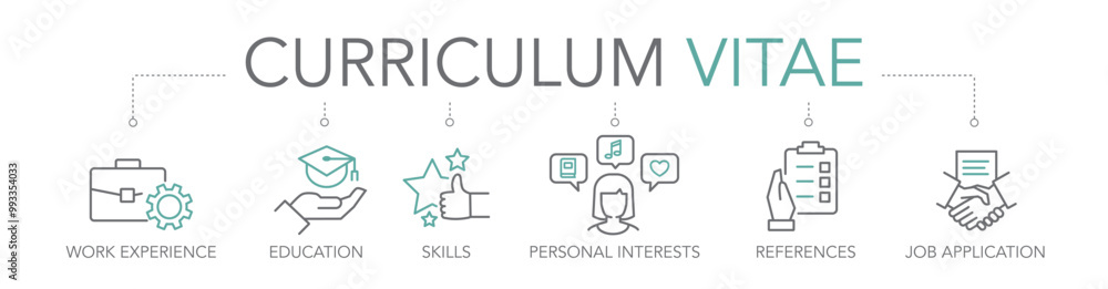 Tcurriculum vitae concept - thin Line icon set vector illustration Tcurriculum vitae concept - thin Line icon set vector illustration