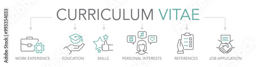 Tcurriculum vitae concept - thin Line icon set  vector illustration