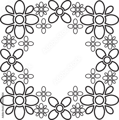 black and white floral frame