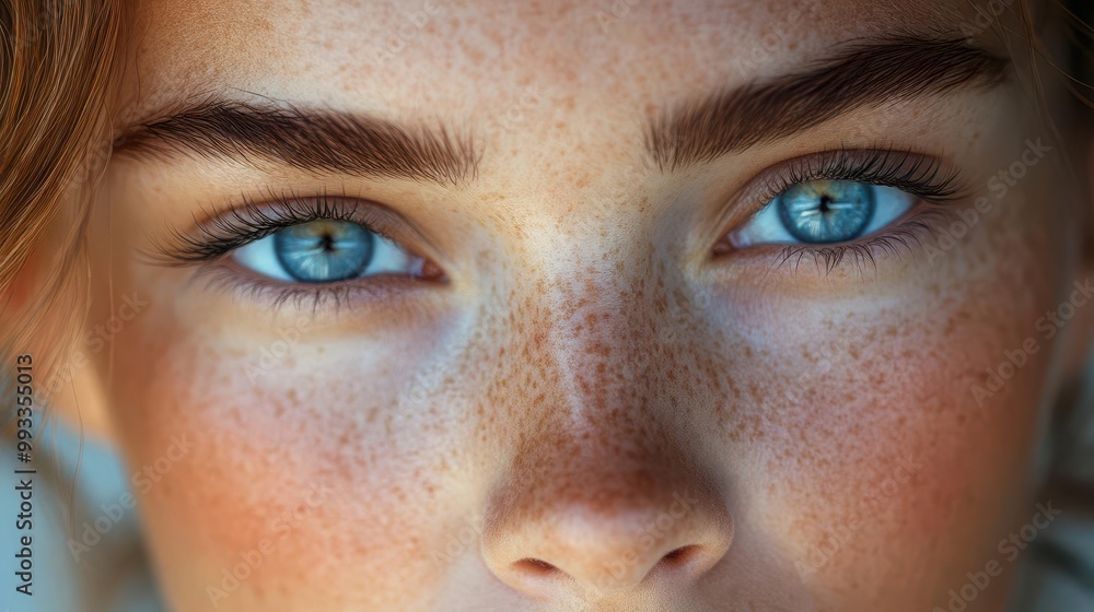 Captivating Gaze: A Close-up Portrait Showcasing Natural Beauty and Striking Blue Eyes Captivating Gaze: A Close-up Portrait Showcasing Natural Beauty and Striking Blue Eyes