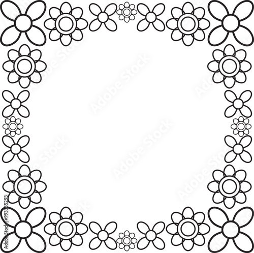 black and white floral frame
