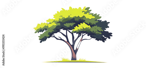 Tree with white background ,2D Vector Illustration Generated by AI