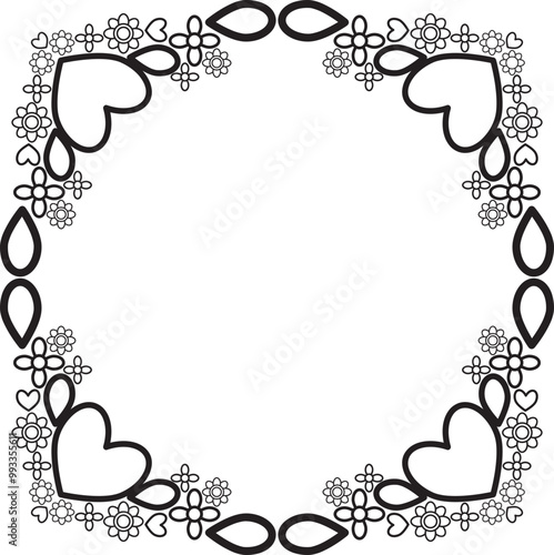 black and white floral frame