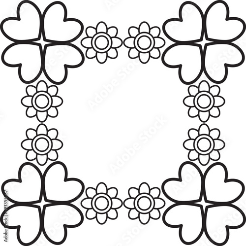black and white floral frame