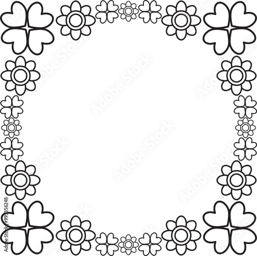 black and white floral frame