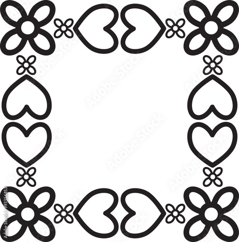 black and white floral frame