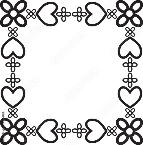 black and white floral frame