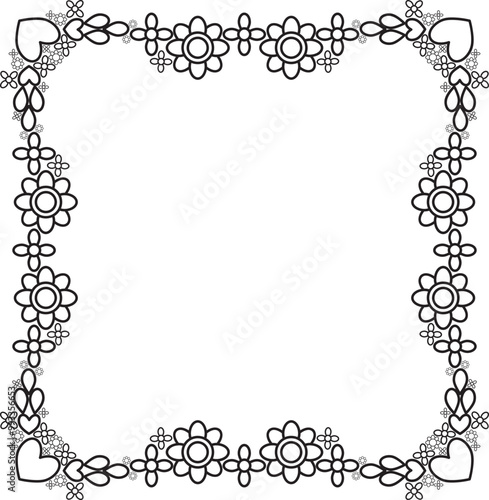 black and white floral frame