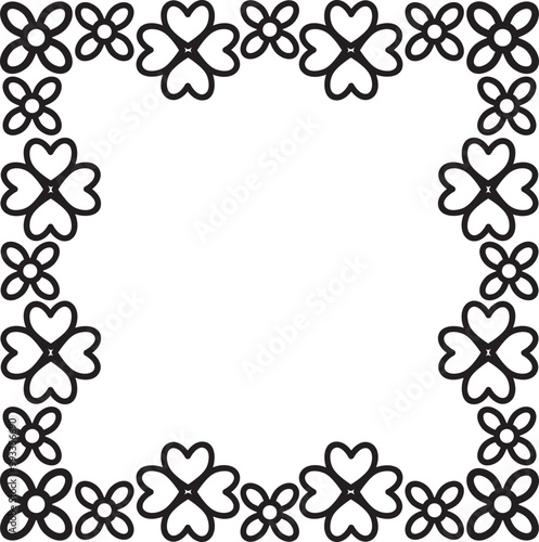 black and white floral frame