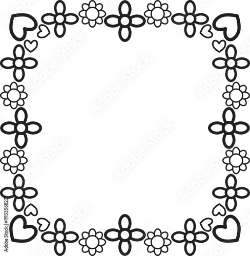 black and white floral frame