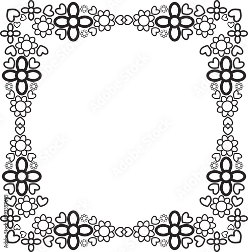 black and white floral frame