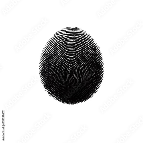 Vector black fingerprint in white  isolated. background.Fingerprint Icon, Finger Print Identity Symbol, Grunge Thumbprint Sign, Fingerprint Silhouette, ID Graphic Element, Touch Vector Illustration.