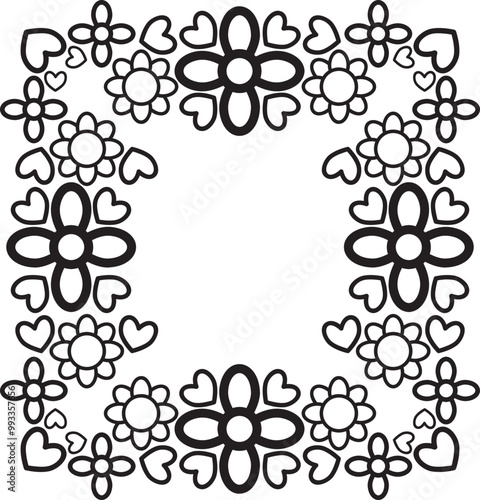 black and white floral frame