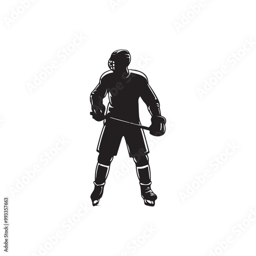 silhouette of people playing hockey, Playing ice hockey, Abstract silhouette of a hockey player on white background