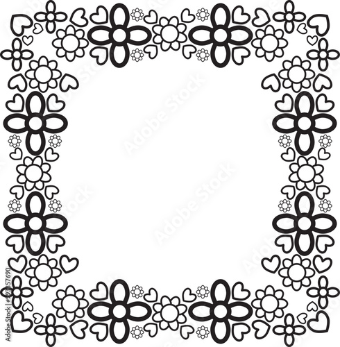 black and white floral frame