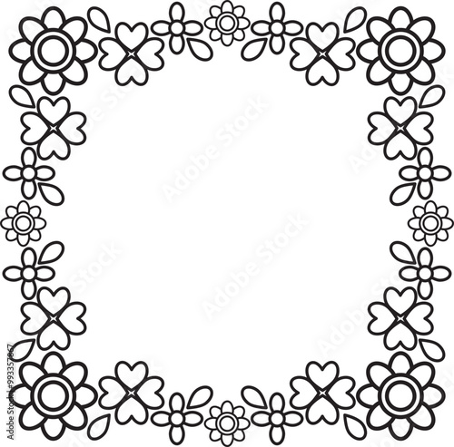 black and white floral frame