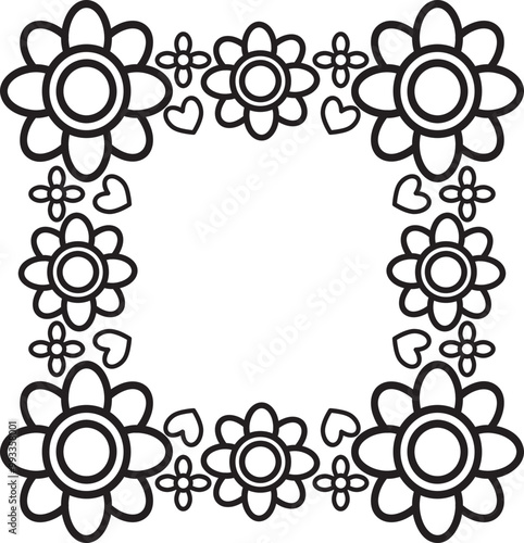 black and white floral frame