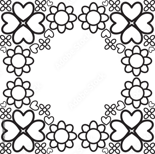 black and white floral frame