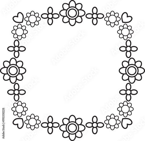 black and white floral frame
