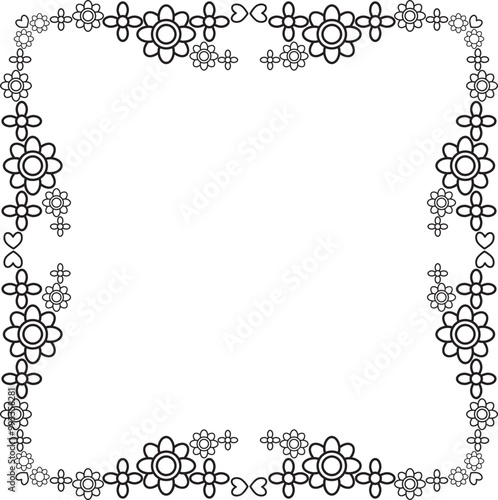 black and white floral frame