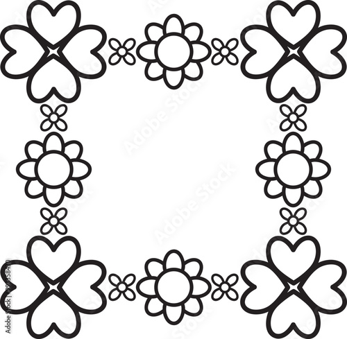 black and white floral frame
