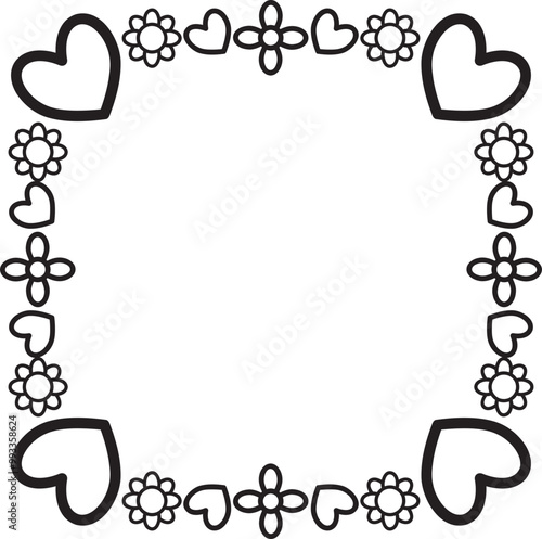 black and white floral frame