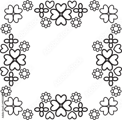 black and white floral frame