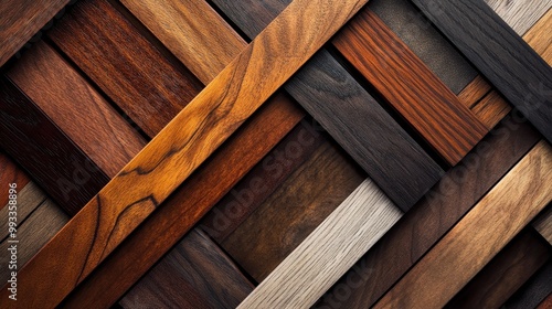 Abstract Wooden Texture with Diagonal Pattern of Different Wood Grains and Shades for Interior Design and Backgrounds.