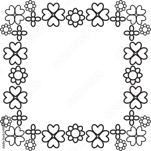 black and white floral frame
